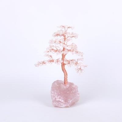 China China New Arrivals Rose Quartz Gemstone Bonsai Raw Gemstone Bonsai Raw Wire Tree Gemstone White Crystal Crysta Tree For Decoration for sale