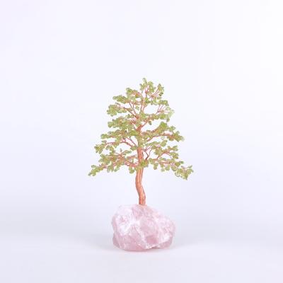 China China Hot Seller Peridot Bending Base Lucky Crysta Tree For Gift Rose Quartz Gemstone Bonsai Raw Gem Stone Branches Tree for sale