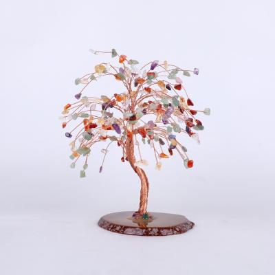 China Natural Mateiral Factory Customize Christmas Decoration Agate Quartz Crystal Fortune Money Tree For Wholesale Natural Custom Christmas Gift for sale