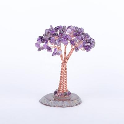 China China Healing Stones Natural Amethyst Quartz Crystal Tree Gemstone Money Tree Christmas Decoration Lucky Tree For Gift for sale