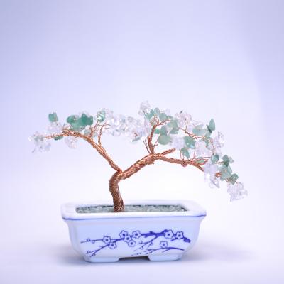 China Feng Shui Hand Made Lucky Crystal Tree For Christmas Decoration green white crystal Gem Crystals Healing Stones natural for sale