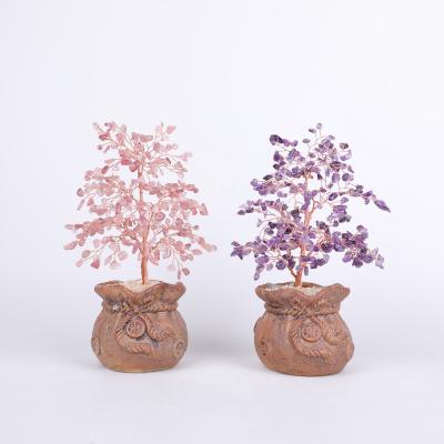 China China Handcraft New Arrivals Natural Crystal Ceramic Quartz Strawberry Base Quartz Gem Money Tree For Home Decorations for sale