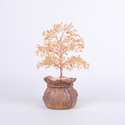 China China Handcraft New Arrivals Crystal Ceramic Natural Base Quartz CitrineMax Gem Money Tree For Home Decorations for sale