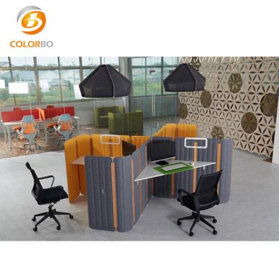 China Manufacturer Customized Contemporary High Density Polyester Panel Screen 4 Person Office Workstation Partition for sale