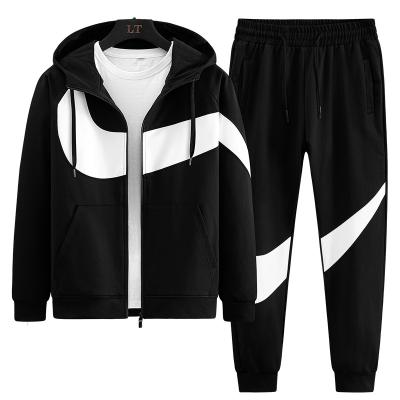 China Promotional Custom Made Men's Casual Zipper Hooded Jacket Pants QUICK DRY Jogging Sports Sweater Two Piece Suit for sale