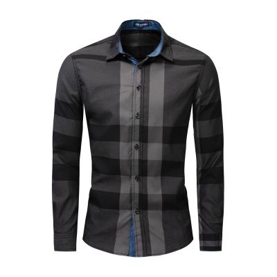 China Summer High Quality Fashion New European Cotton 100% Customized Long Sleeve Anti-pilling Long Sleeve Checked Formal Shirt for sale