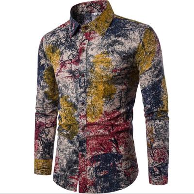 China Anti-pilling Hot-selling high-end ethnic style floral men's casual plus size 100% western cotton shirt for sale