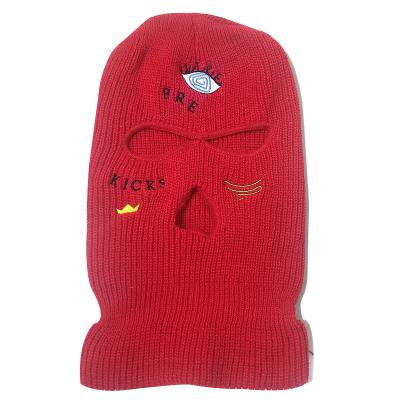 China Fashion COMMON Winter Man Women Knitted 3 Hole Hat Motorcycle Full Face Face Cover Balaclava Hat for sale