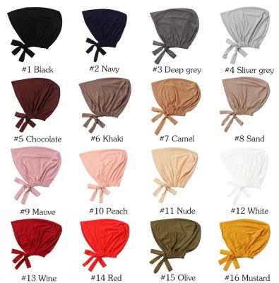 China Feeling Soft Soft Pure Color Modal Islamic Muslims Ruched Elastic Tie Back Underscarf Hijab Headscarf for sale