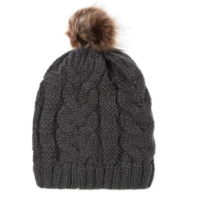 China breathable & Waterproof Women's Winter Warm Twist Knit Hats With Pompom Wholesale for sale