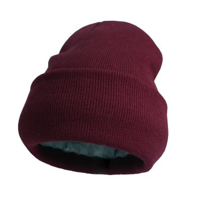 China breathable & Beanie For Women Unisex Solid Warm Hat With Lining Waterproof Satin Striped Winter Hat for sale