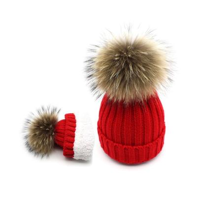 China JOINT Winter Hat Warm Knitted Fleece Striped Warm Ski Knitted Hat With Women for sale