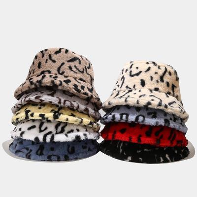 China Fashion\Autumn Winter Plush Fisherman Hats Retro Leopard Print Soft Warm Fur Basin Hats Comfortable\Durable European Fluffy Bucket Hats for sale