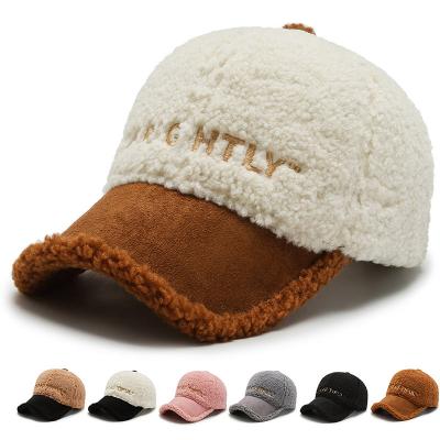 China COMMON Lamb Wool Winter Color Matching Thick Baseball Hat for sale