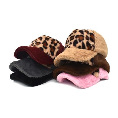 China Newest Custom winter leopard baseball hatFashion leopard print plush baseball hat COMMON for sale