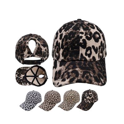 China Leopard Ponytail Baseball Hat Tiger Pattern Messy COMMON Animal Print Hat For Women for sale