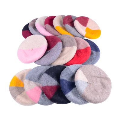 China New Comfortable Winter Design Four Color Collage Wool Berets Hat for sale