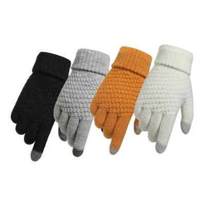 China Hands Warmer Touchscreen Winter Touchscreen Mittens Women Men Warmer Knit Mittens Acrylic Winter Full Finger Mittens Crochet Touchscreen Luvas Thicken for sale