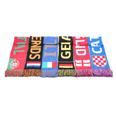 China Custom Acrylic Fans Knitted Jacquard Scarf Long Sport Knitted Scarf for sale