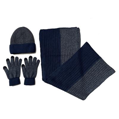 China Wholesale Custom Long Winter 3 Piece Knit Winter Scarf Hat Scarf and Mittens Sets for sale