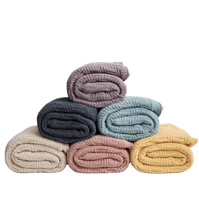 China Anti-Static Thick Warm Fleece Knitted Crochet Blanket Sweater Knitting And Sherpa Knit Chunky Blanket for sale