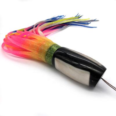 China Resin/PVC OEM 13inch Real Shell Resin Head With Double Octopus Skirt Fishing Tackle Wholesale Lure Fishing Tackle Equipment for sale