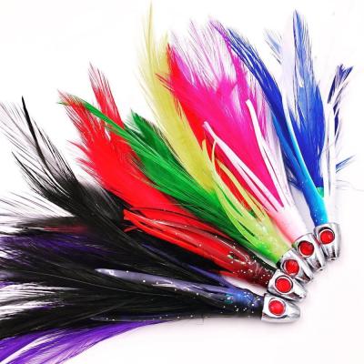 China High Quality Lead/PVC Lead/Feather 21g 15cm PVC Sea Fishing Tackle Tuna Feather Metal Jig Octopus Lure Fishing Tackle Lures for sale