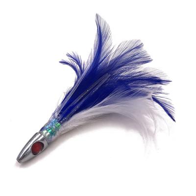 China Wholesale Lead/PVC/Feather Lead Jig Head Feather Lure Tuna Feather Best Fishing Lure Trolling Fishing Tackle for sale