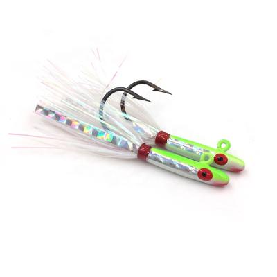 China 12g 8.5cm Big Water Sea Fishing Game Bucktail Fishing Lure Lead Jig Top Trolling Head With Shiny Tang for sale