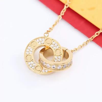 China Wholesale FASHIONABLE Luxury Women's Diamond Necklace 316L Stainless Steel Charm Designer Christmas Day Fashion Couples Screw Necklace for sale