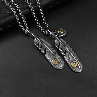 China Wholesale punk men's necklace jewelry men's necklace men's accessories stainless steel vintage feather pendant pendant for sale