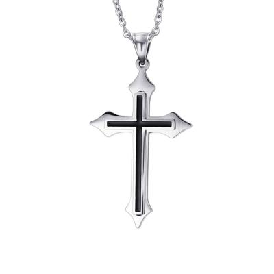 China Wholesale Hiphop Hip Hop Jewelry Men's Stainless Steel Cross Pendant Necklace Women Long Chain Gifts For Male Accessories for sale