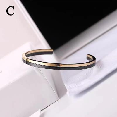 China TRENDY C Bangle Bracelets Women Stainless Steel Fashion Link Couples Opening Jewelry Valentine Day Gift For Girlfriend Accessories for sale