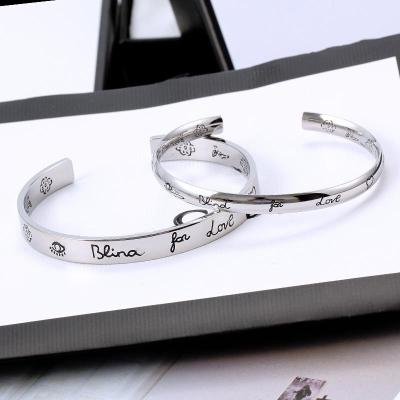 China Luxury FASHIONABLE Designer Love Fearless Jewelry Valentine Day Gift Bracelet for Girlfriend Accessories Stainless Steel Couples Charm Bracelet for sale