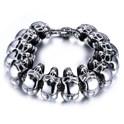 China Not Afraid TRENDY Retro Water Skeleton Wholesale Gothic Skull Hip Hop Chain Bracelet Jewelry Stainless Steel Bangle For Men's Bracelet for sale