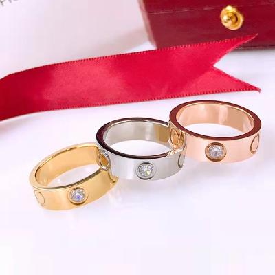 China FASHIONABLE Rose Gold Three Stone Rings Silver Plated Women's 316L Stainless Steel Alloy Jewelry Ring Mens Classic Luxury Designer Couples Love Screws for sale