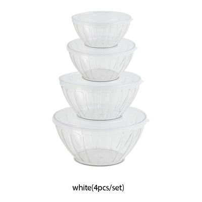 China Wholesale Plastic Transparent Bowl Stocked Meal Storage Bowl 4pcs Salad Bowl Fruit Basin Fruit and Vegetable Mixer for sale