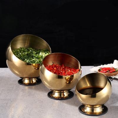 China Viable Oblique Mouth Bowl Metal Slanted Salad Bowl Ice Cream Seasoning Dipping Bowl For Restaurant Hot Pot Self-Serve Tableware for sale