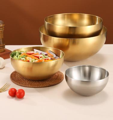 China Restaurant Sustainable Large Capacity Home Sauce Bowl Rice Fruit Salad Bowl Stainless Steel Korean Noodle Kimchi Rolls For Family Restaurant for sale