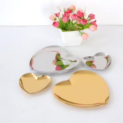 China Viable Price Unique Gold Love Dish Jewelry Storage Dish Stainless Steel Candy Dim Sum Dining Dish For Restaurant Hotel for sale