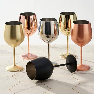 China Hot-selling Indestructible Stainless Steel Red Wine Standing Glass Goblets Bar Creative Cocktail Champagne Cup Drop-Resistant Metal Goblets for sale