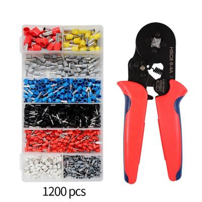 China European HSC8 6-4A 0.25-10mm2 Crimping Clamps +1200PCS Ferrule Terminal Set for sale