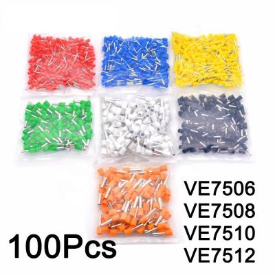 China Wire Connecting 100Pcs/Lot Crimp Terminal VE7506 VE7508 VE7510 VE7512 VE7518 Tube Insulating Pre Terminal Shoe Lace for sale