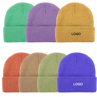 China COMMON Winter High Quality Hat Deeply Colored Blank Solid Plain Soft Slouchy Slouchy Knitted Beanie Cap With Custom Logo for sale