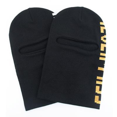 China New Arrival COMMON Black Acrylic Custom Logo Jacquard One Hole Knitted Balaclava Ski Mask Balaclava for sale