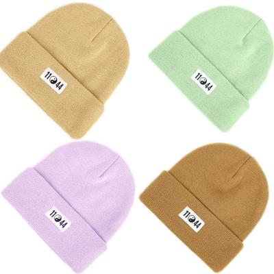 China JOINT Colorful custom unisex plain acrylic knitted gorros slap beanie for sale