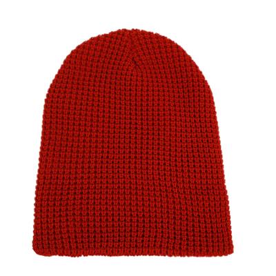 China Men's Leather Slouch Patch Logo Winter Knit Acrylic Beanie Hat for sale