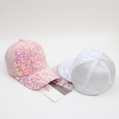 China Custom New Design Mens Womens Trucker Hat Rose Rhinestone Trucker Hat Wholesale Logo COMMON Pink White Sequins for sale