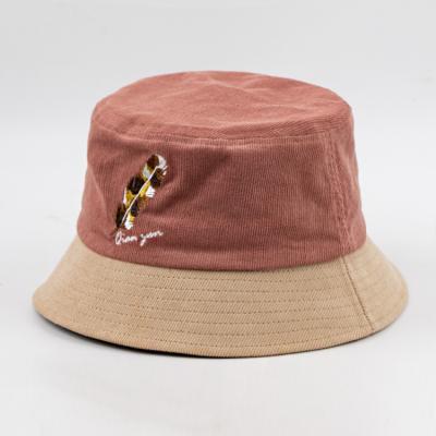 China Popular Custom Character Designer Embroidery Corduroy Bucket Hats for sale