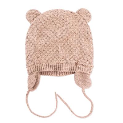 China COMMON Cute Soft Warm Winter Boys Girls Ribbed Earflap Ear Flap Baby Bear Ear Lining Cotton Beanies Knit Hats Beanie Hat for sale